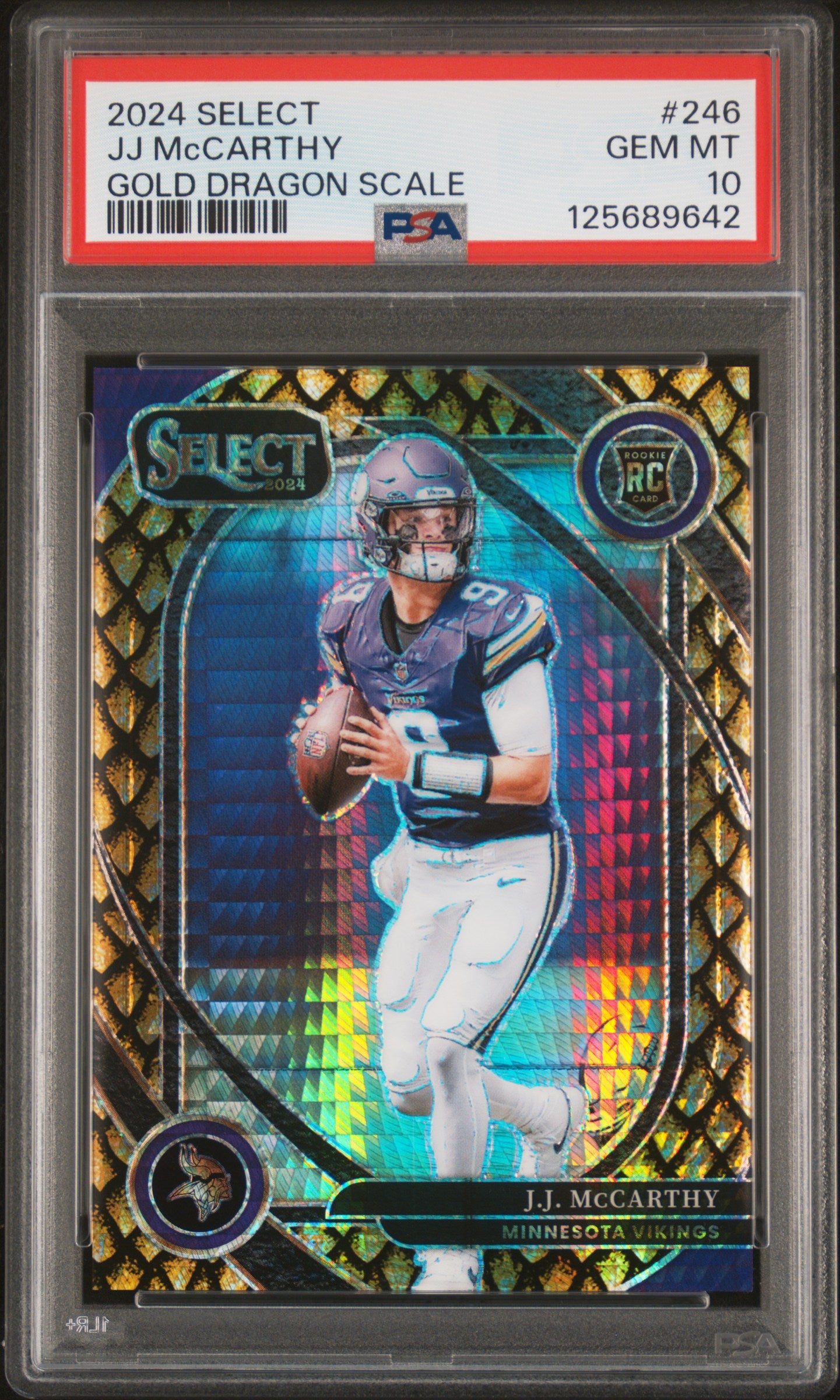 2024 Panini Select JJ Mccarthy #246 Gold Dragon Scale PSA 10
