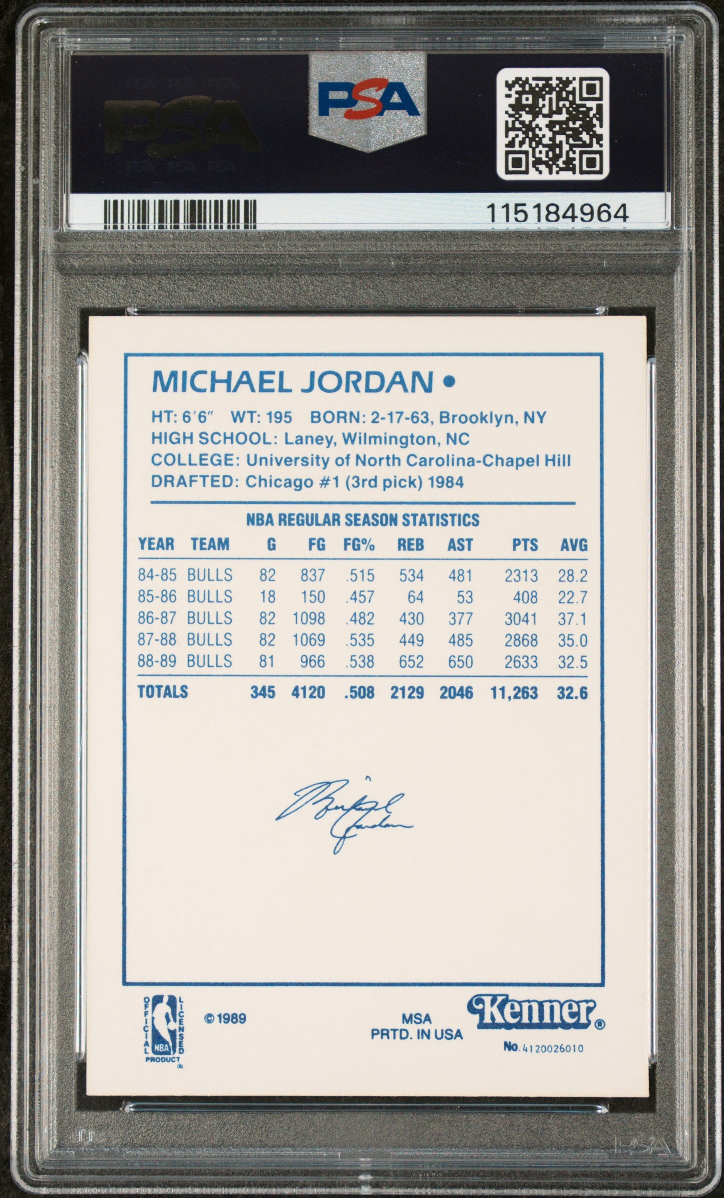 1989 Starting Lineup One On One Michael Jordan PSA 8