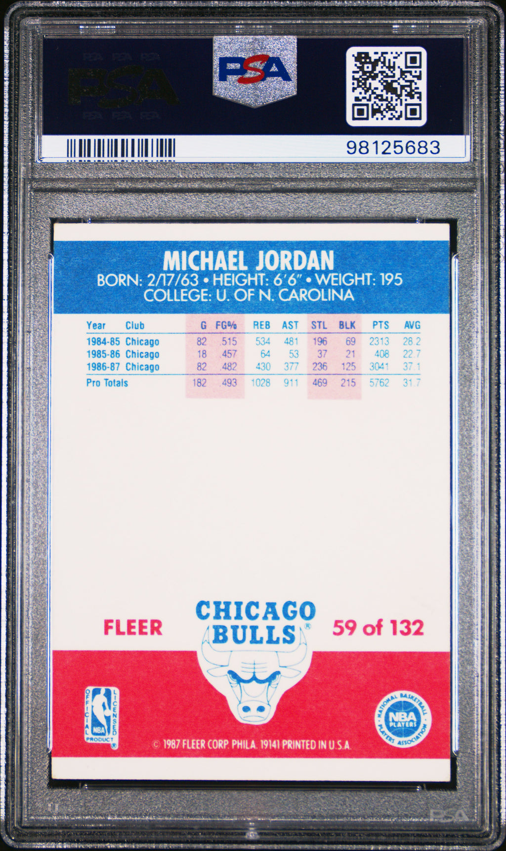 1987 Fleer Michael Jordan #59 PSA 8