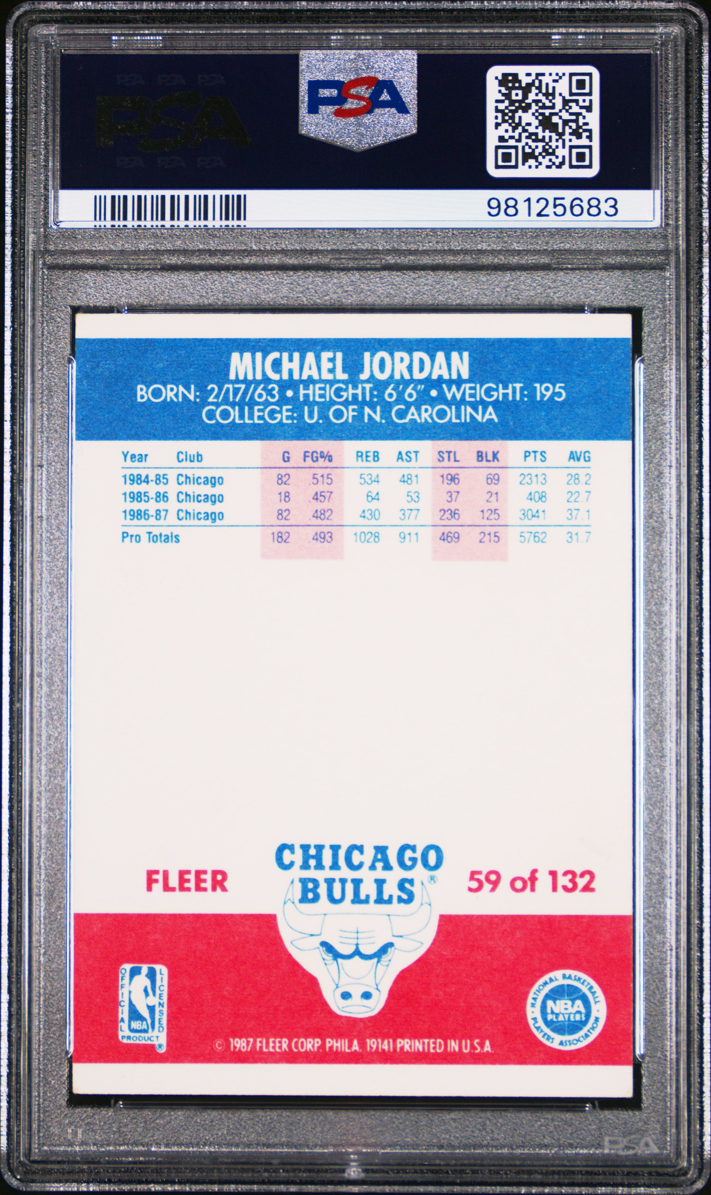 1987 Fleer Michael Jordan #59 PSA 8