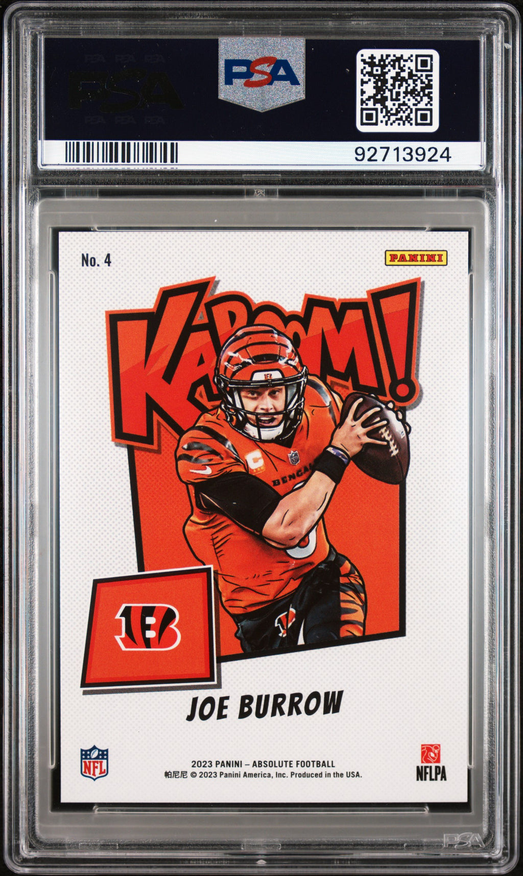 2023 Panini Absolute Kaboom! Horizontal Joe Burrow #4 PSA 10