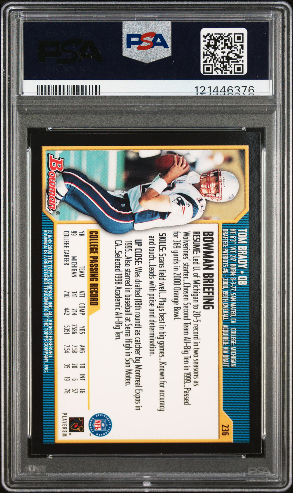 2000 Bowman Tom Brady #236 PSA 7.5