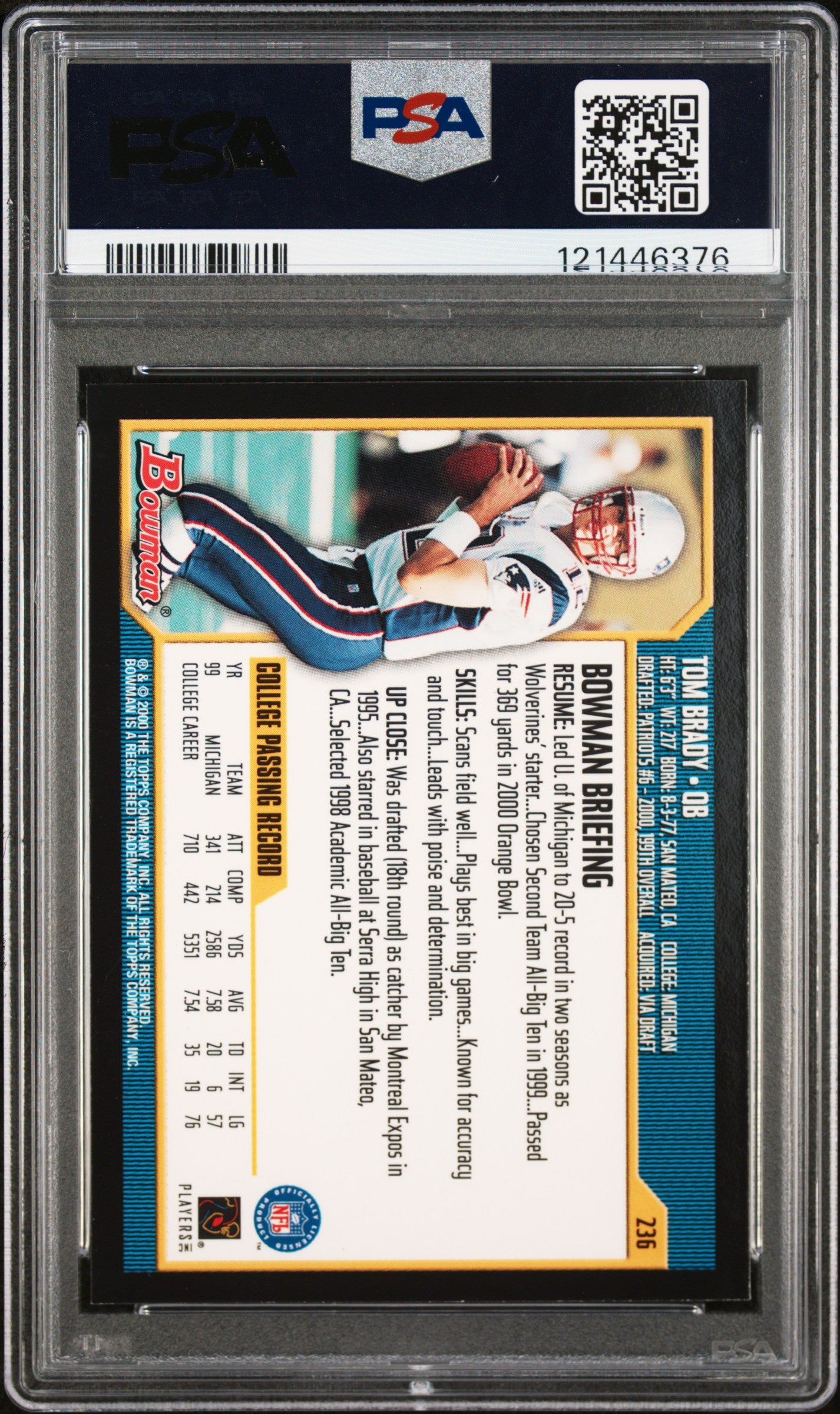 2000 Bowman Tom Brady #236 PSA 7.5