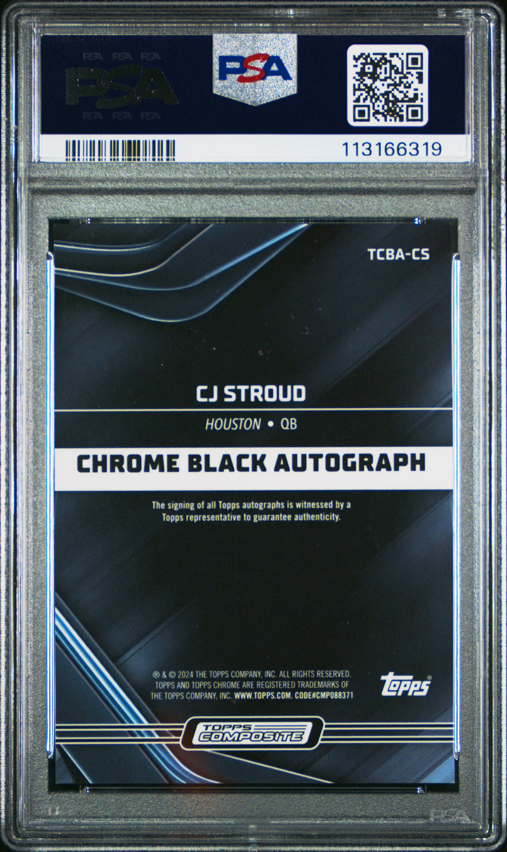 2023 Topps Composite Topps Chrome Black Autographs CJ Stroud #TCBACS PSA 9