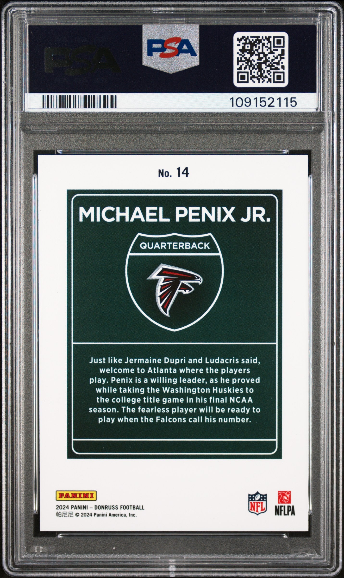 2024 Panini Donruss Downtown! Michael Penix JR. #14 PSA 10