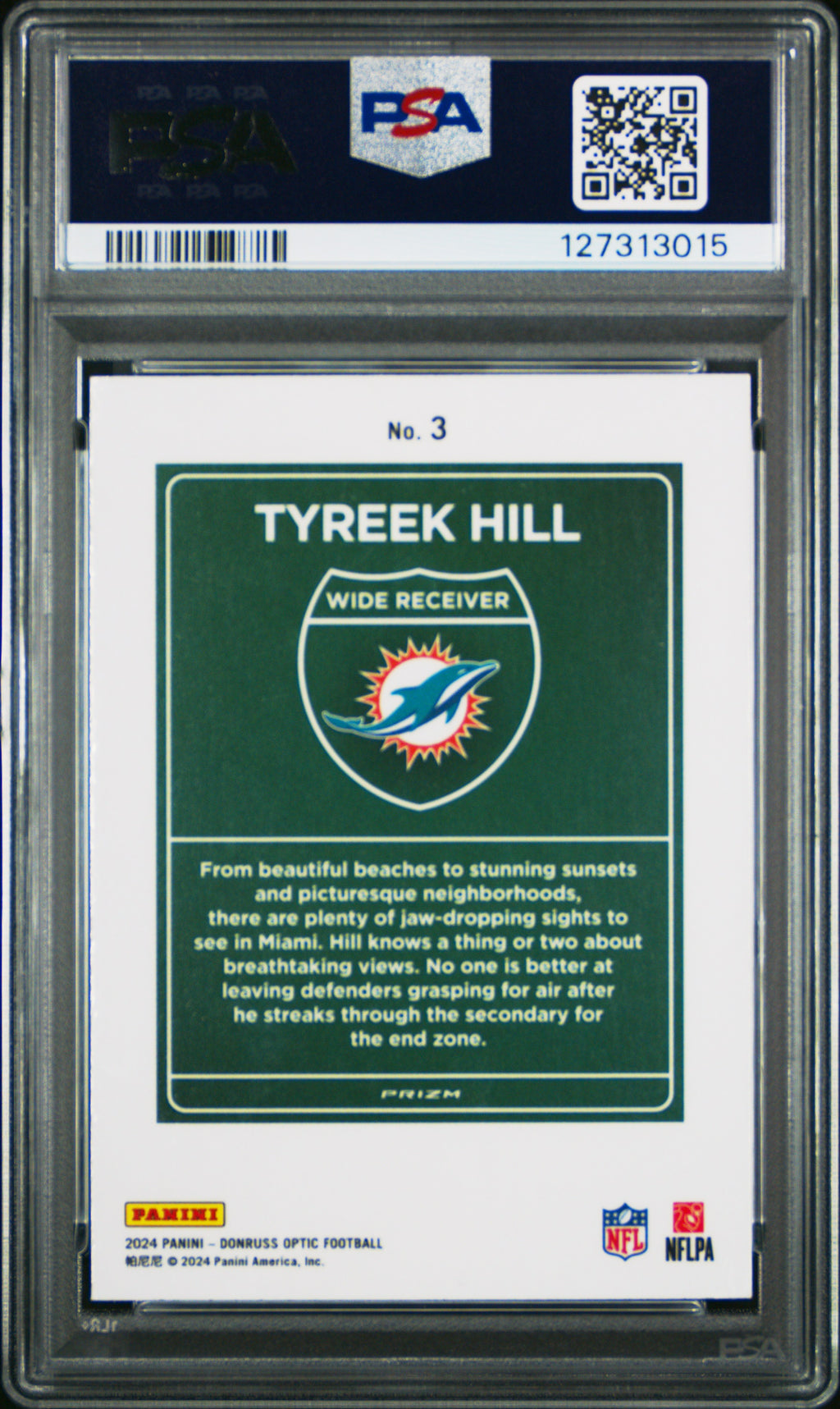 2024 Panini Donruss Optic Downtown! Tyreek Hill #3 PSA 9