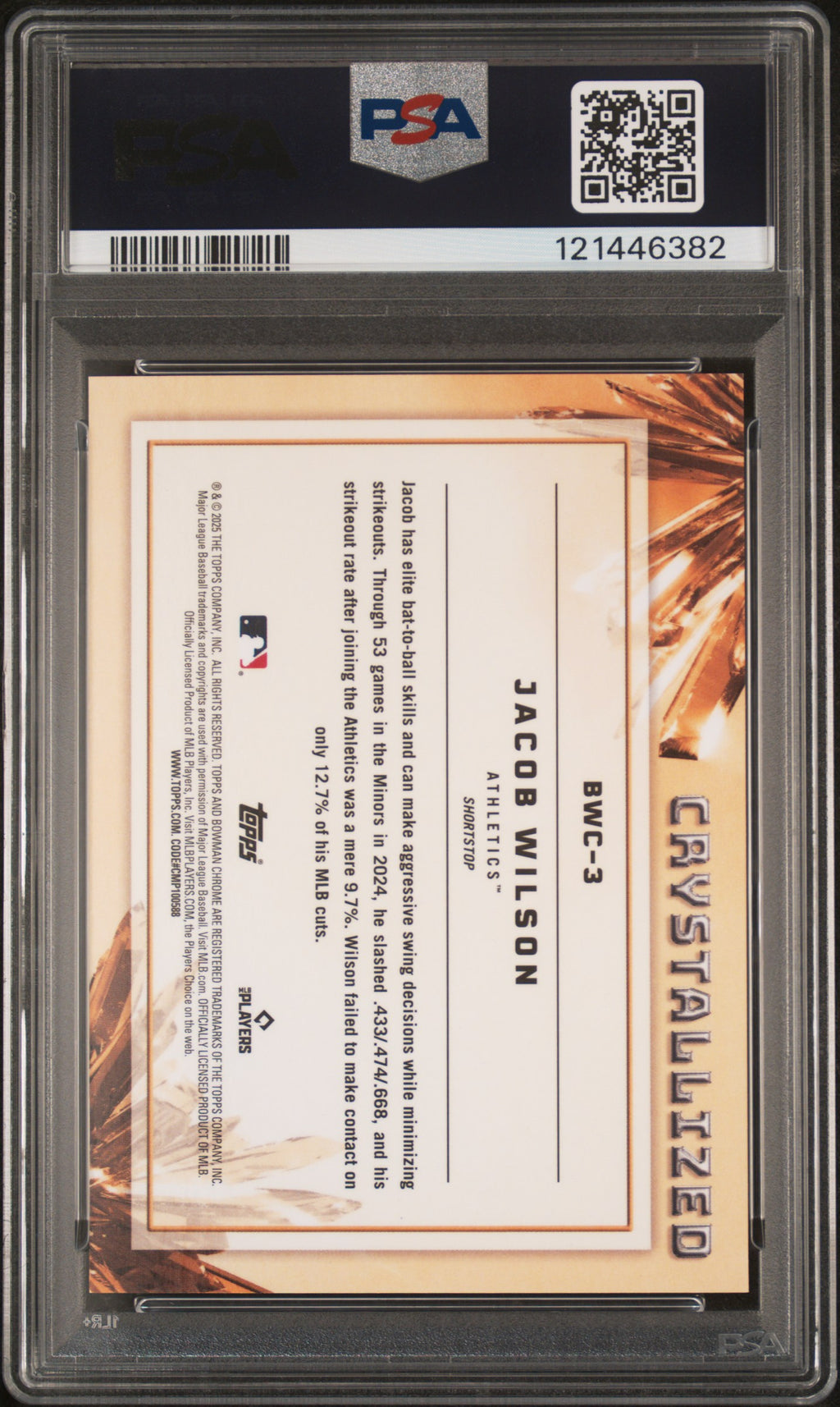 2025 Bowman Crystallized Jacob Wilson #BWC3 PSA 10
