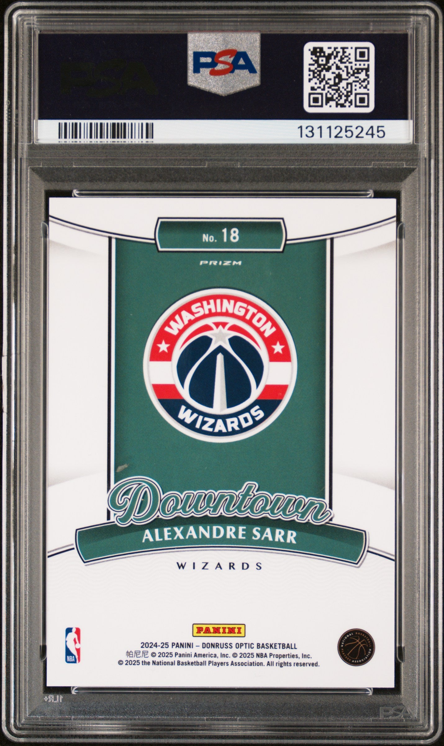 2024 Panini Donruss Optic Downtown Alexandre Sarr #18 PSA 10