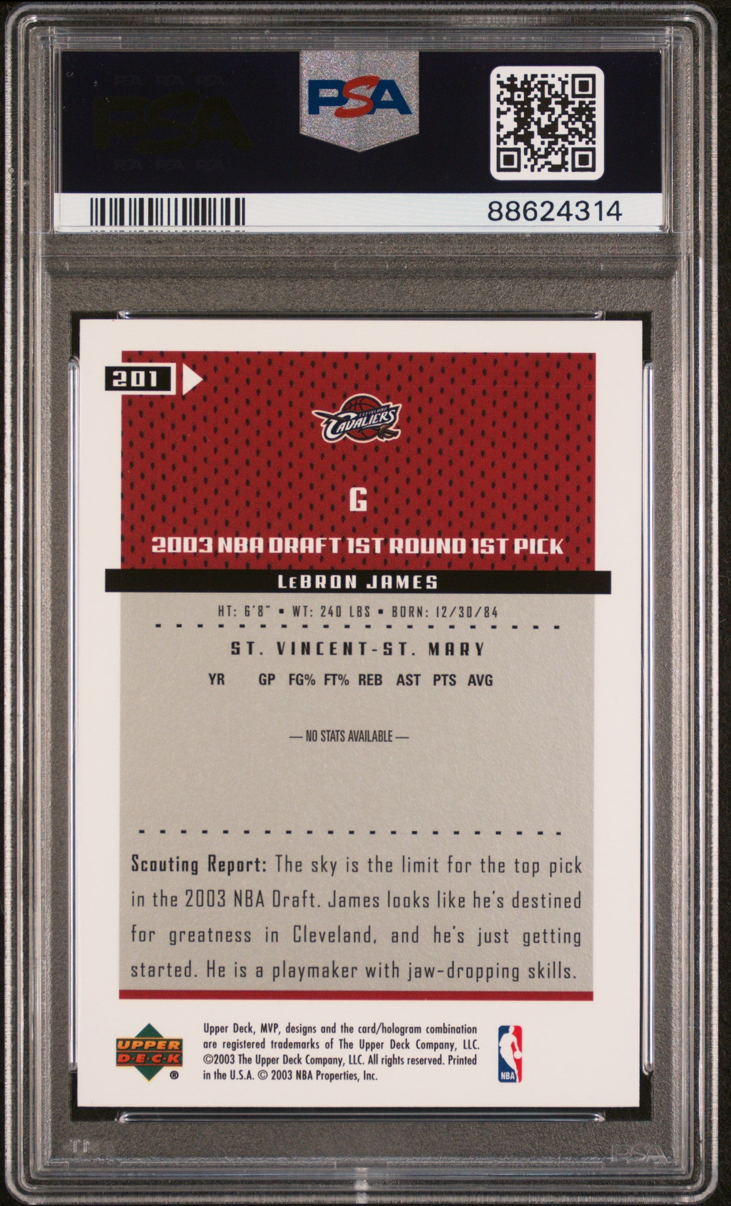 2003 Upper Deck MVP LeBron James #201 PSA 10