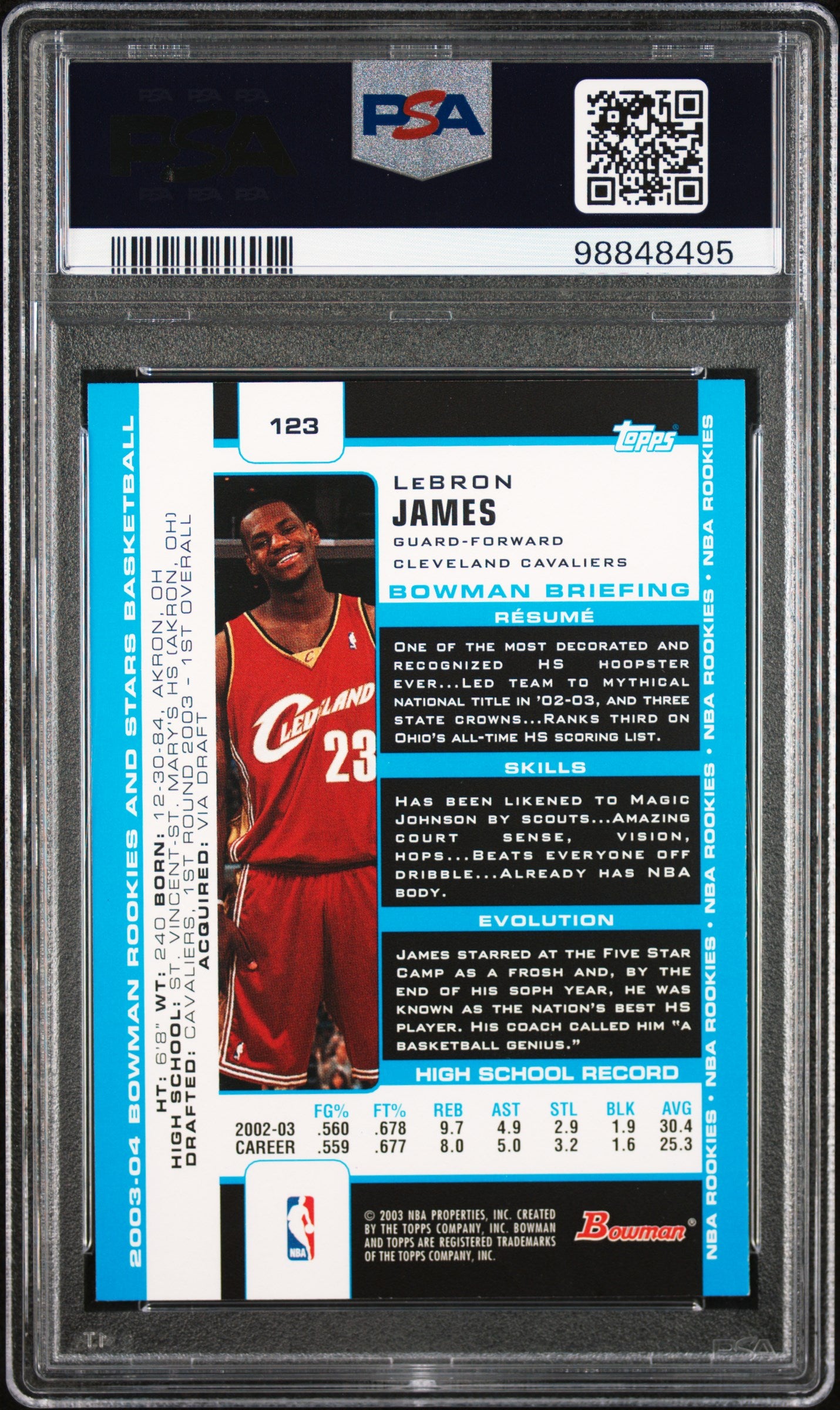 2003 Bowman Rookies & Stars LeBron James #123 PSA 9