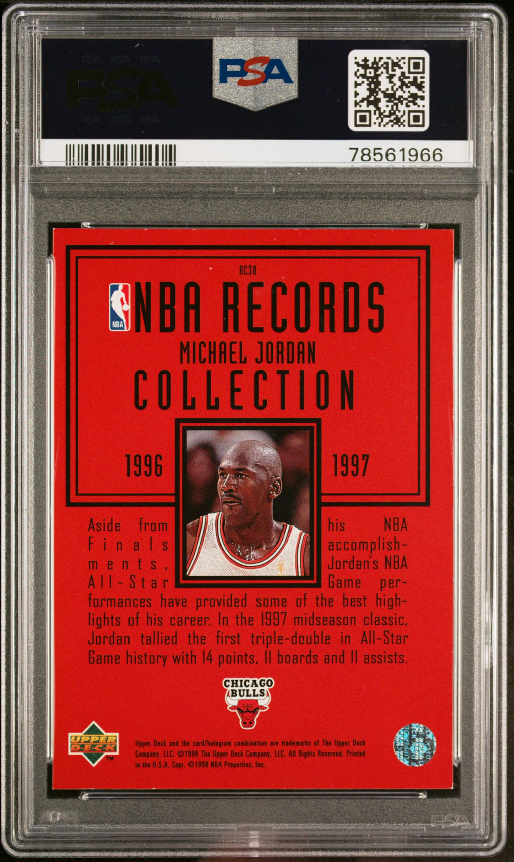 1997 Upper Deck Records Collection Michael Jordan #RC30 PSA 8