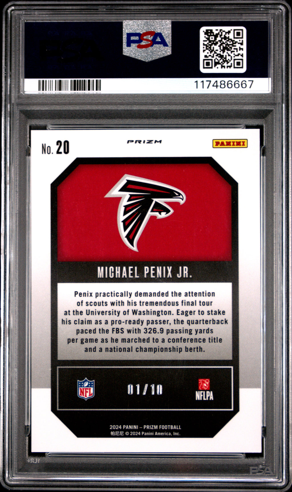 2024 Panini Prizm Emergent Michael Penix JR. #20 Gold PSA 9