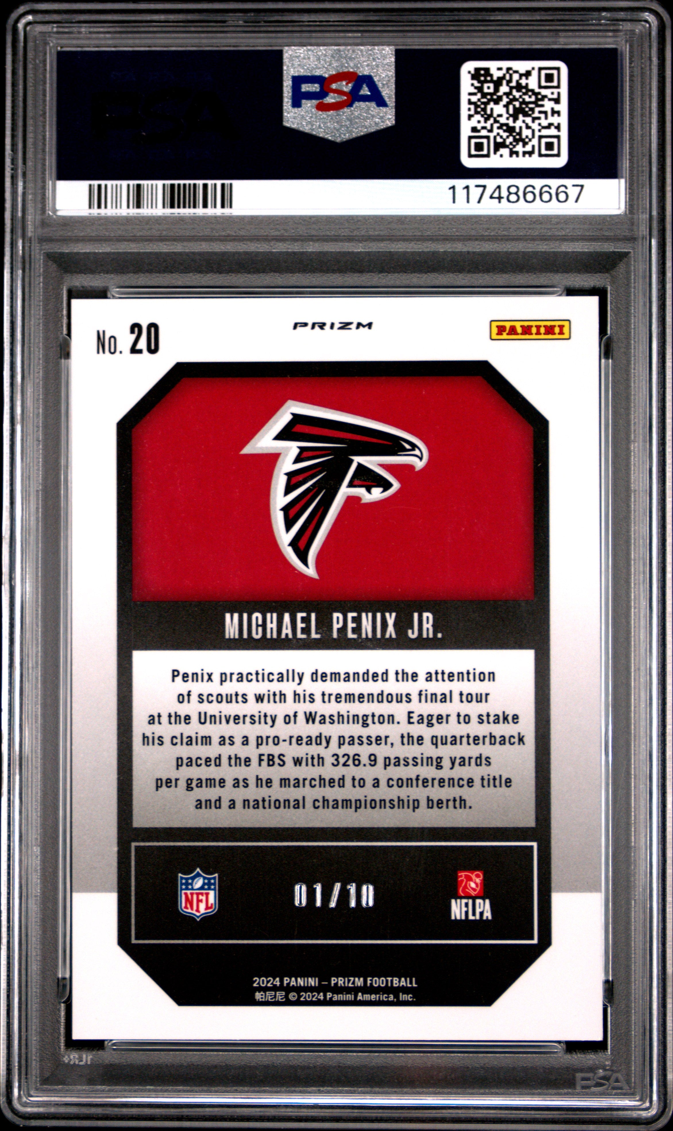 2024 Panini Prizm Emergent Michael Penix JR. #20 Gold PSA 9