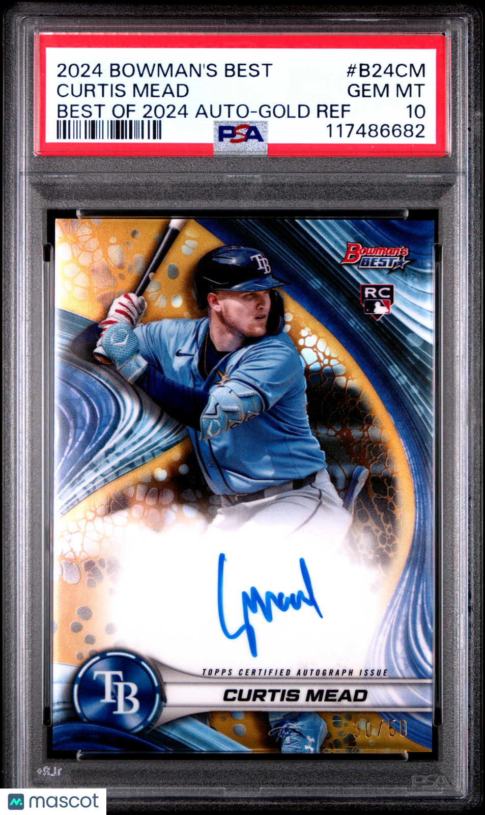 2024 Bowman's Best Best Of 2024 Autographs Curtis Mead #B24CM Gold Ref 30/50 PSA 10