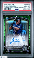 2025 Bowman Chrome Prospect Autographs Charlie Condon #CPACC Green Reptilian 36/99 PSA 10