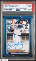 2024 Bowman Draft Chrome Prospect Autographs Jac Caglianone #CPAJC Blue Ref 087/150 PSA 9