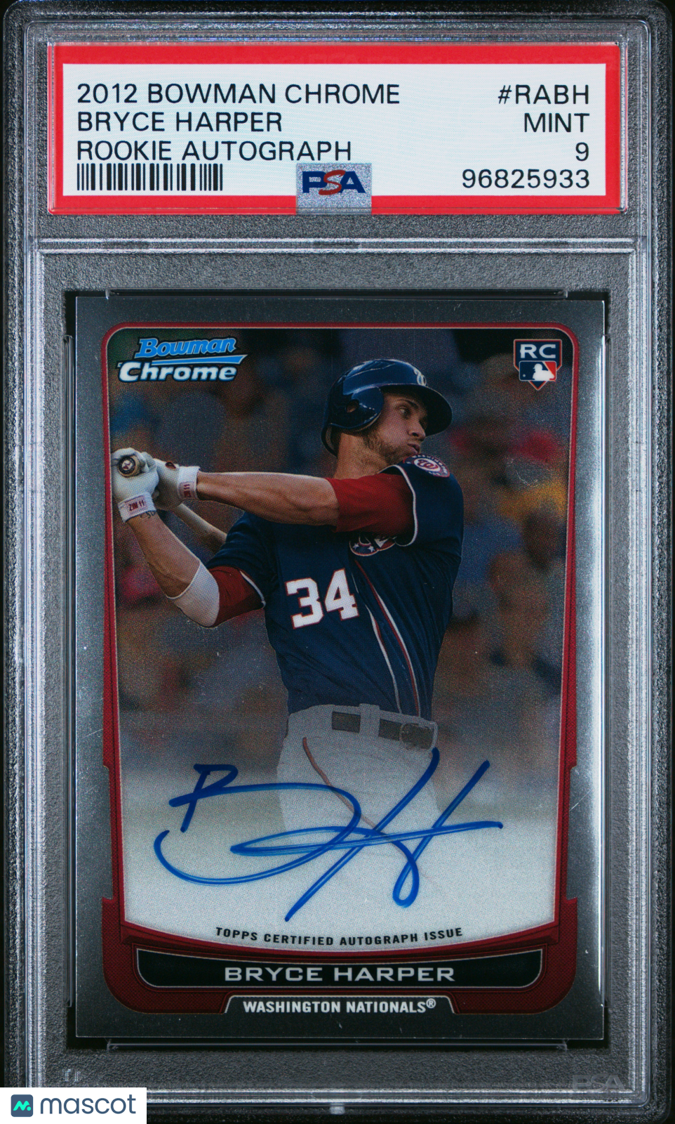 2012 Bowman Chrome Rookie Autograph Bryce Harper #RABH PSA 9