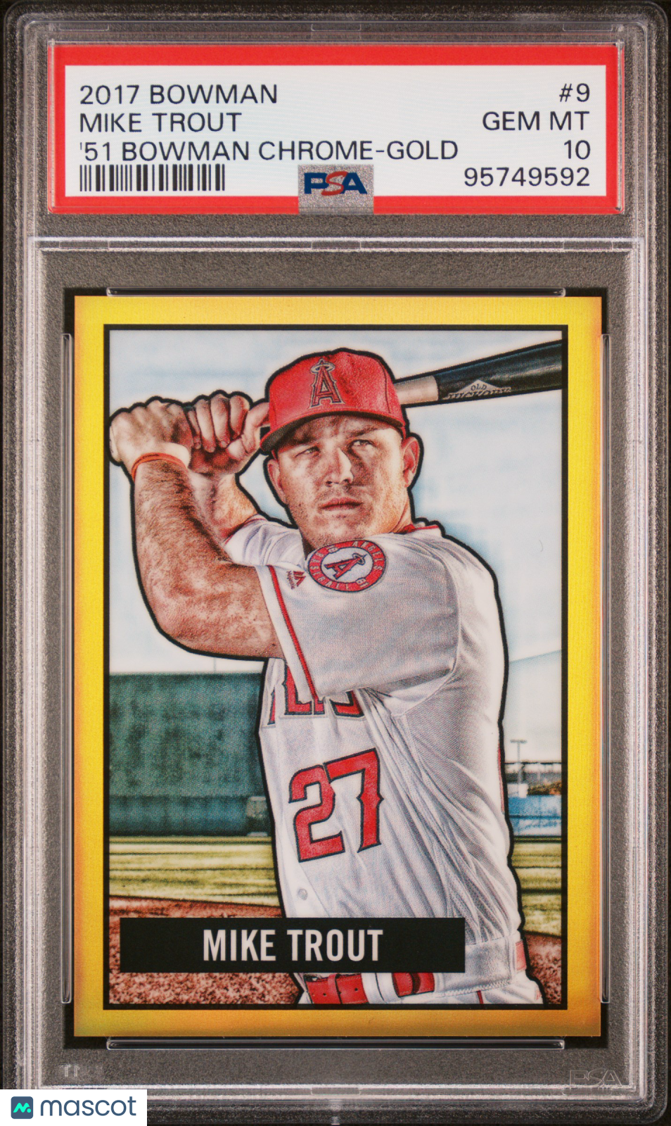 2017 Bowman 1951 Bowman Chrome Mike Trout #9 '51 Gold PSA 10
