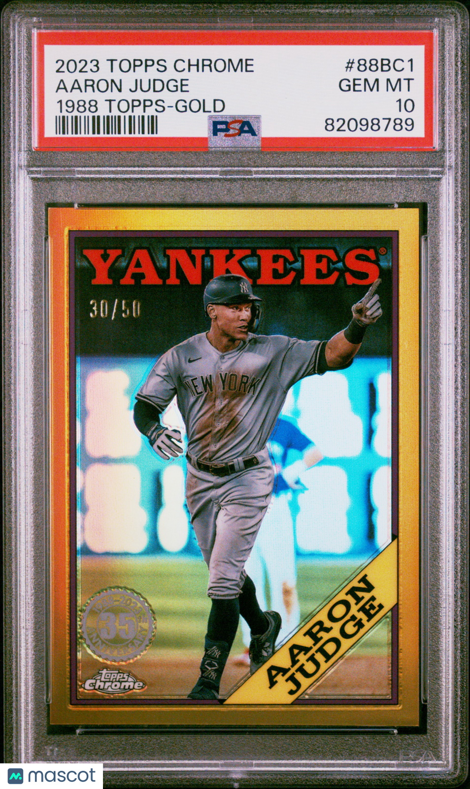 2023 Topps Chrome 1988 Topps Baseball Aaron Judge #88BC1 Gold Refractor 30/50 PSA 10