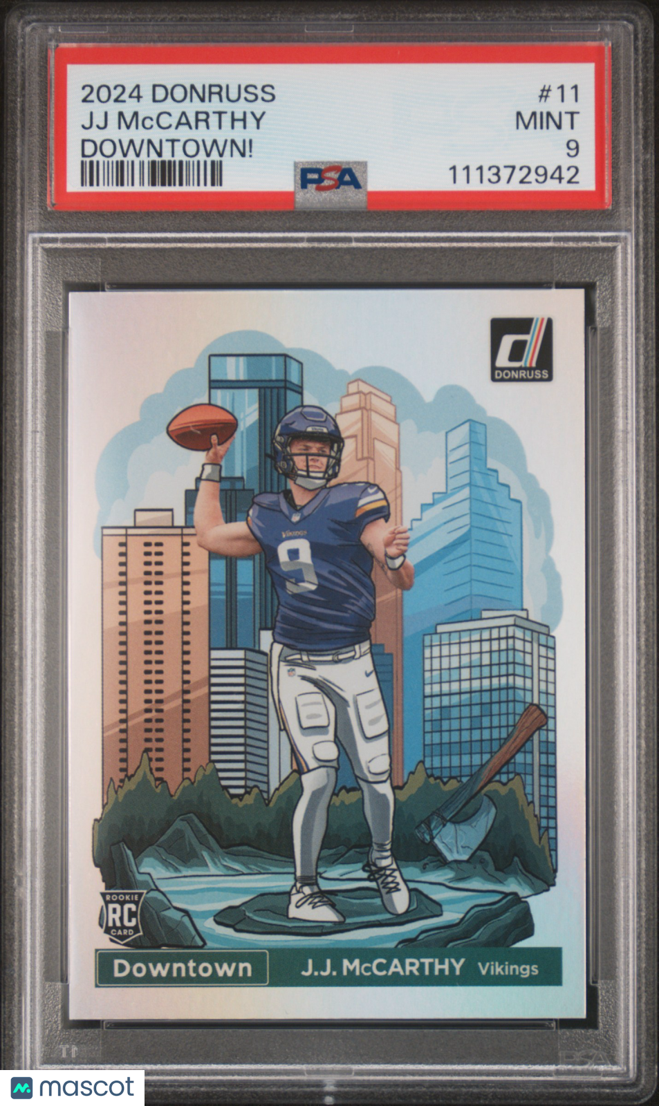2024 Panini Donruss Downtown! JJ Mccarthy #11 PSA 9