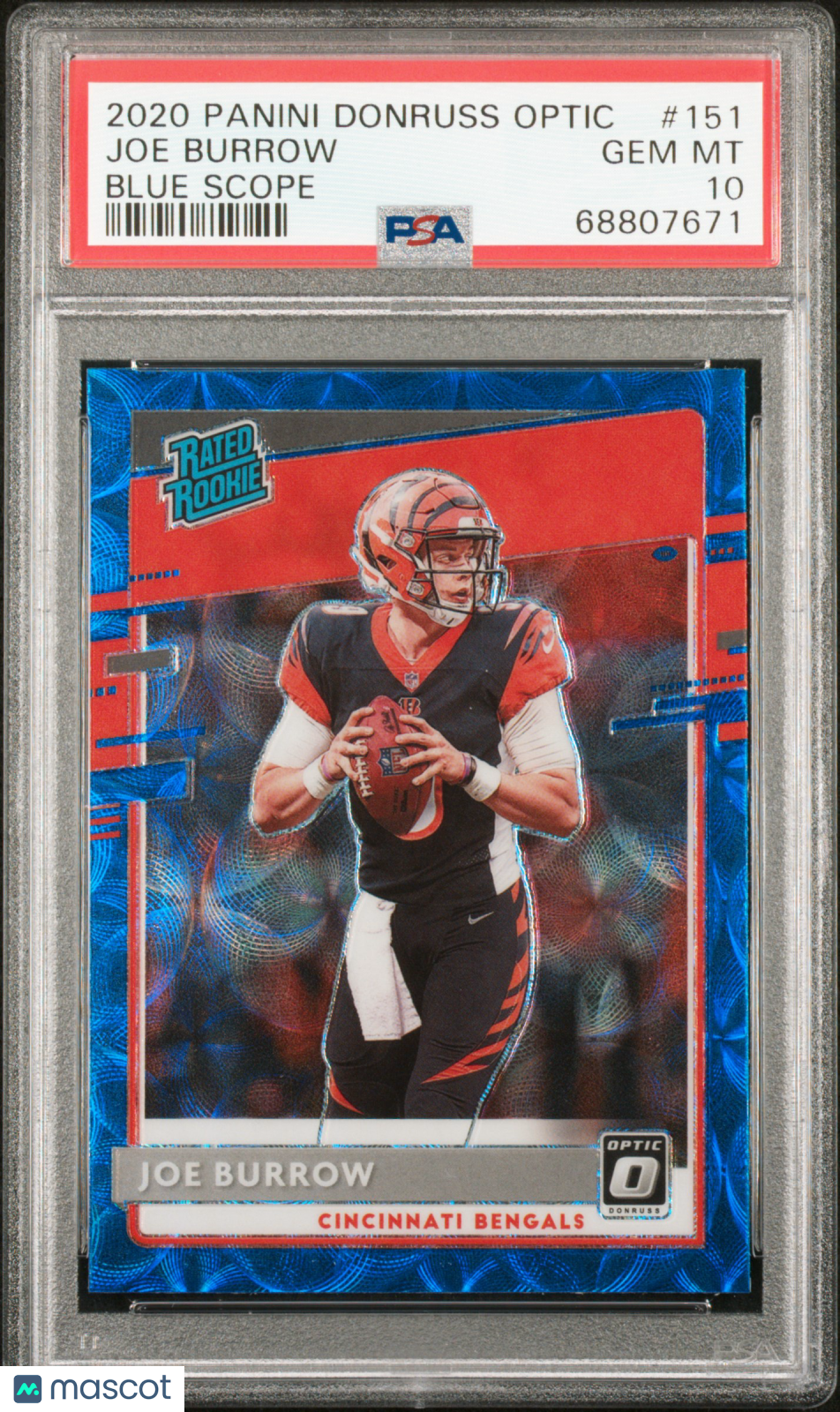 2020 Panini Donruss Optic Joe Burrow #151 Blue Scope PSA 10