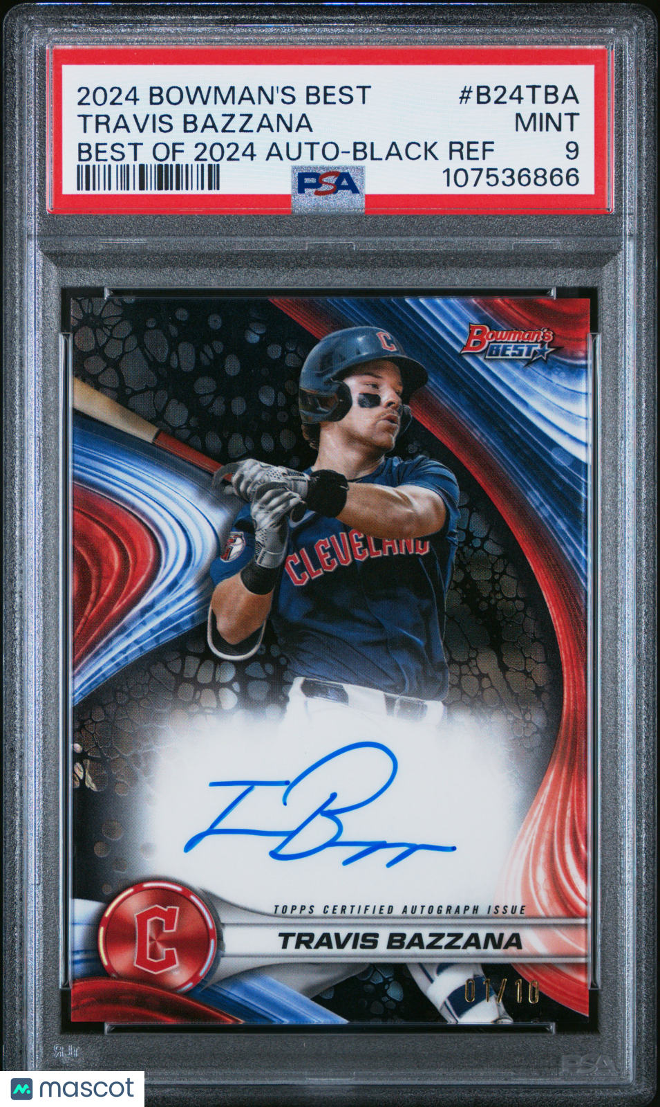 2024 Bowman's Best Best Of 2024 Autographs Travis Bazzana #B24TBA Black Ref 01/10 PSA 9